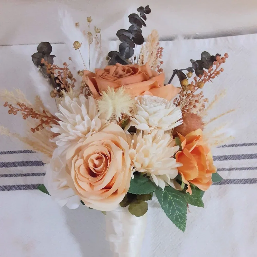 Handmade Fall Wedding Bouquet, Terracotta